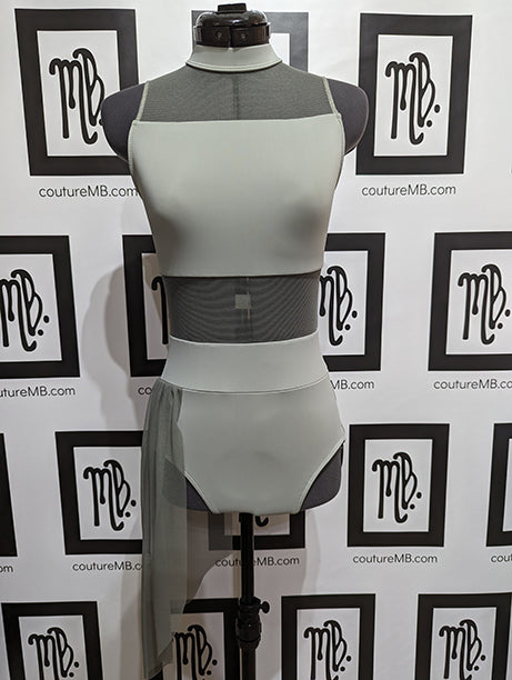 Grey gray leotard with side skirt MB 26 (adult small)