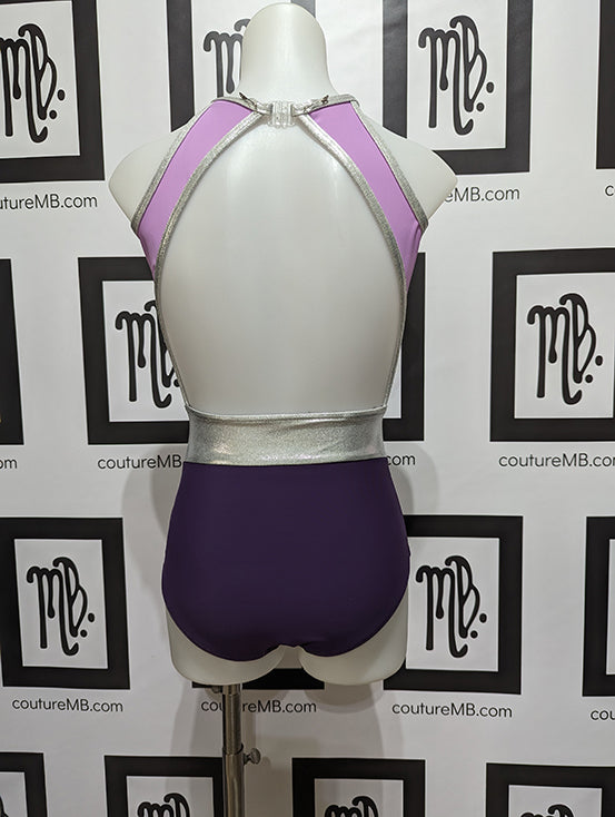 Purple silver plum lilac lavender leotard, MB-8 (child medium)