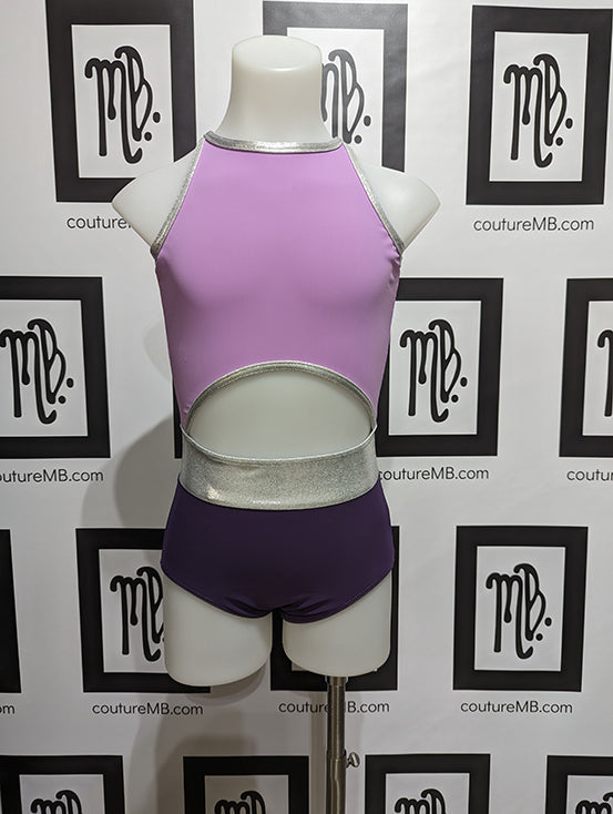 Purple silver plum lilac lavender leotard, MB-8 (child medium)