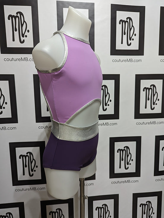 Purple silver plum lilac lavender leotard, MB-8 (child medium)