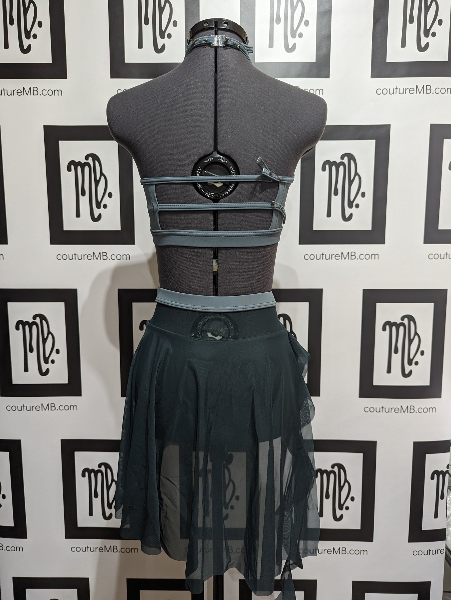 Green mossy green turquoise dark green two 2-piece with skirt & overlay MB 24 (adult small / xsmall)