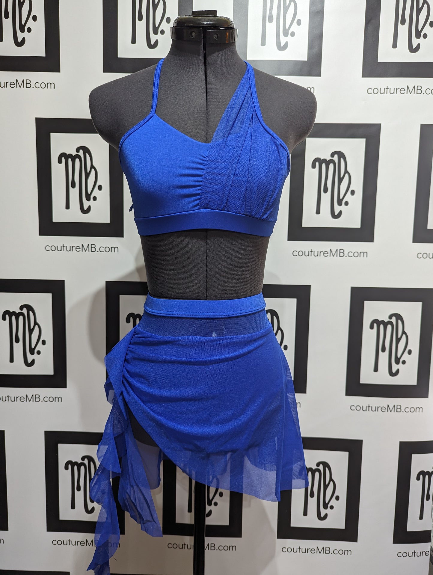 Blue navy blue 2-piece with skirt & overlay MB 28 (adult small / medium)