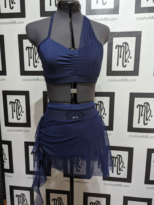 Blue navy blue 2-piece with skirt & overlay MB 28 (adult small / medium)