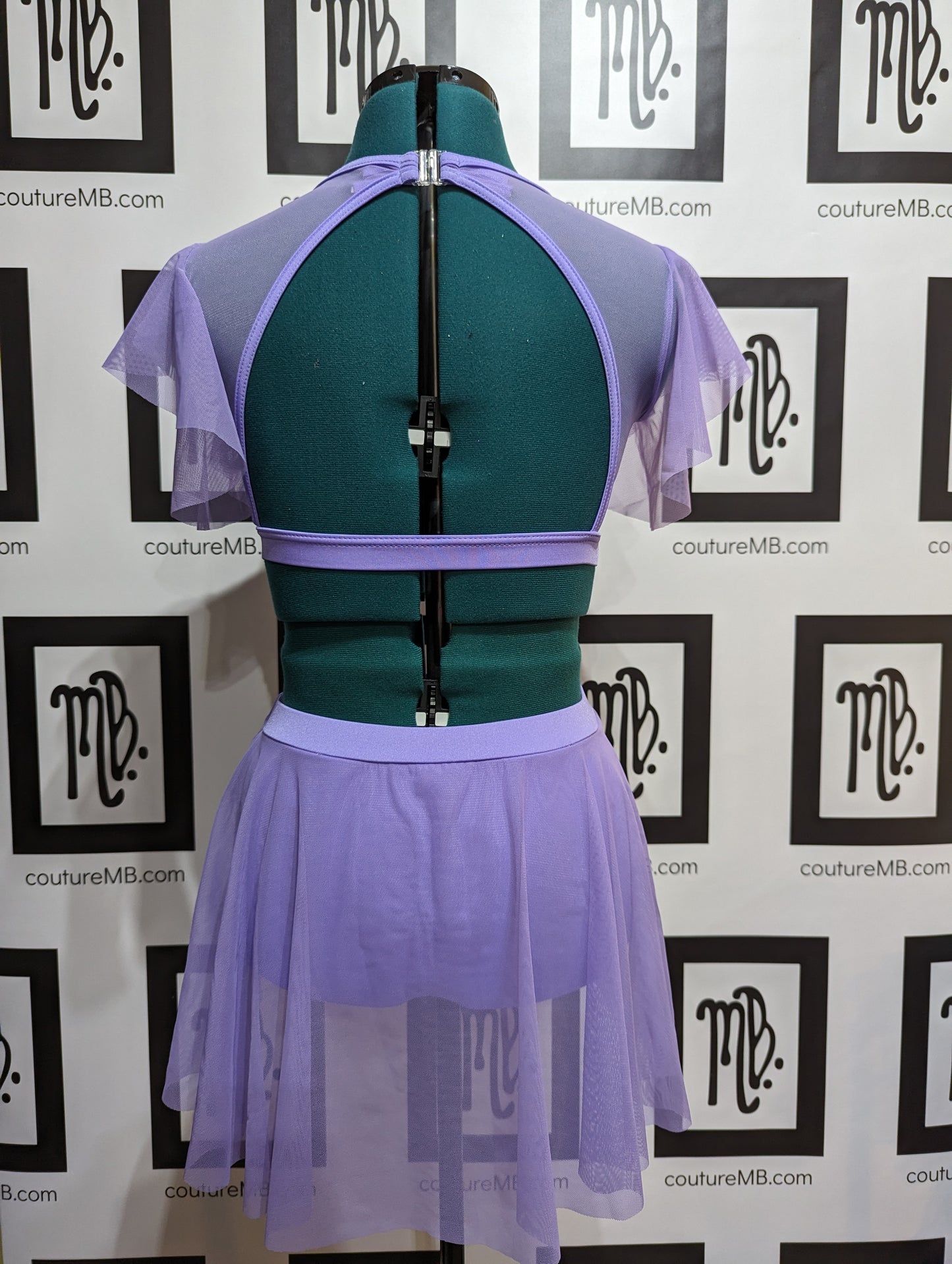 Purple lilac lavender two 2-piece with skirt & butterfly sleeves MB-30 (adult medium)