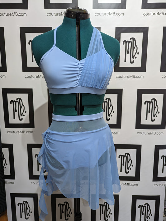 A Blue Periwinkle two 2-piece with skirt & overlay MB 32 (adult medium / large)