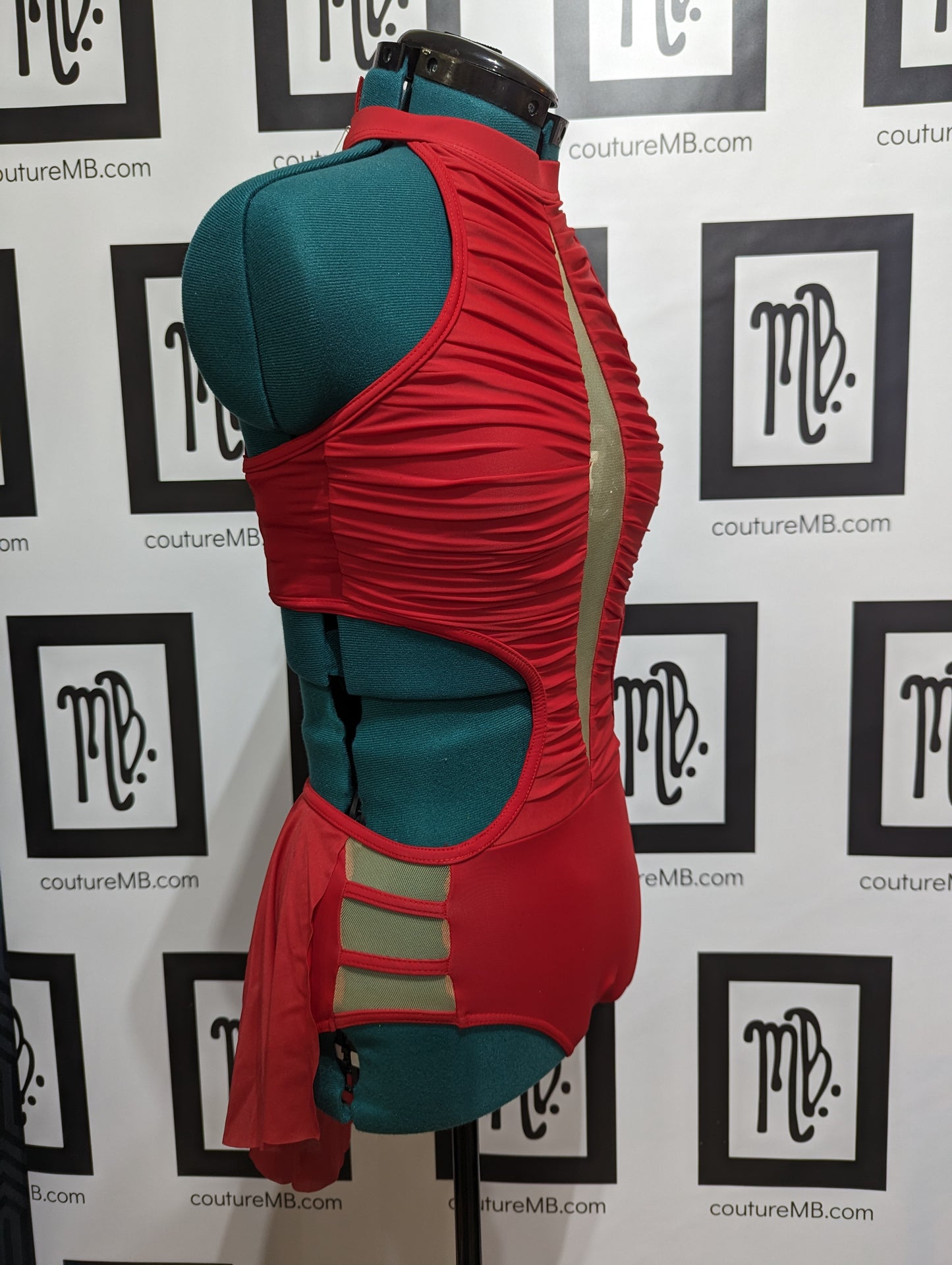 Red leotard with skirt and roushing MB-30 (adult medium)