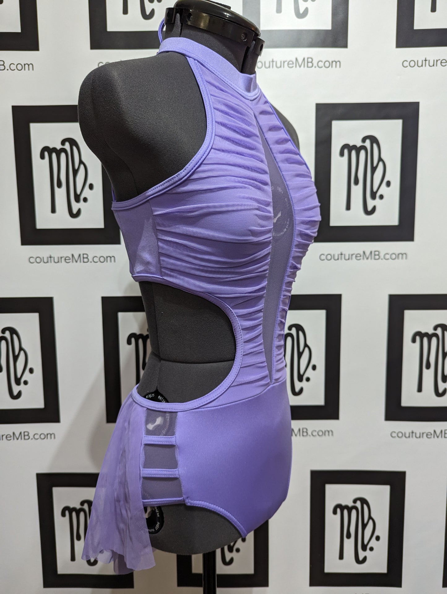 Purple lilac lavender leotard with skirt & roushing MB-14 (child xxlarge / adult xxsmall)