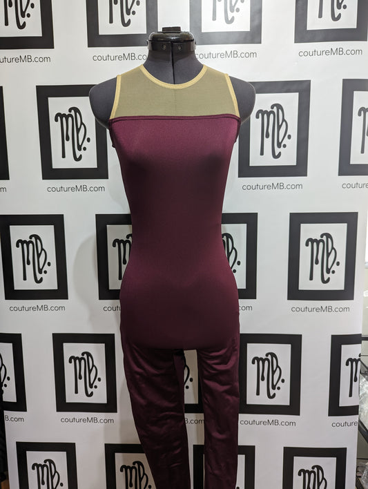 Burgundy unitard (adult xxsmall)