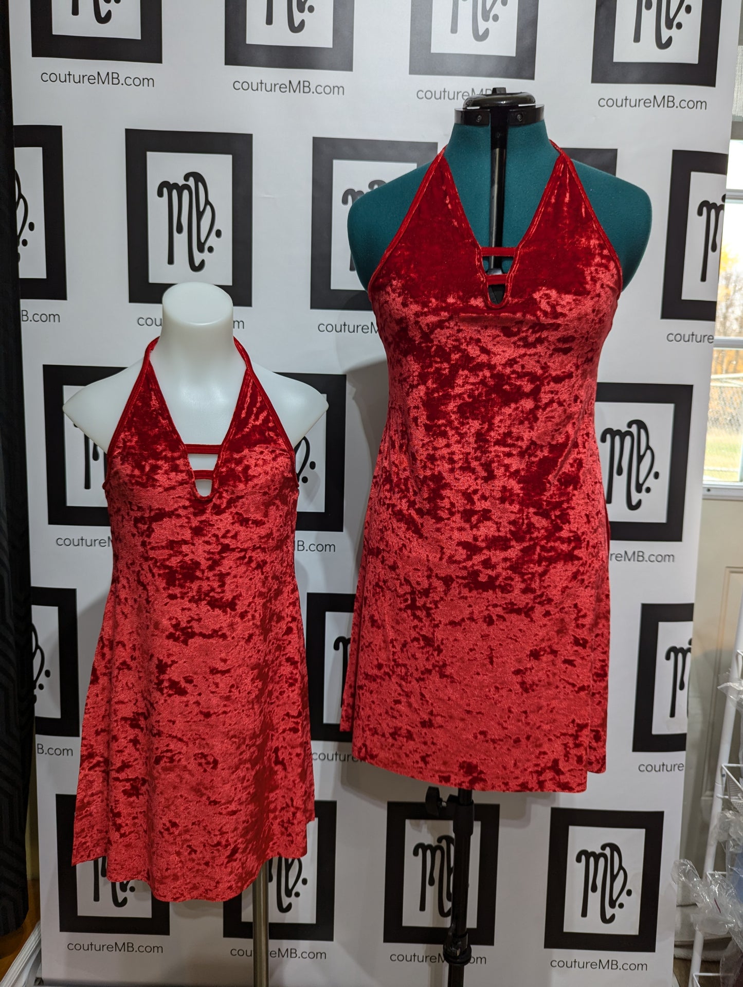 Red MB 30 (adult medium) crushed velvet leotard dress