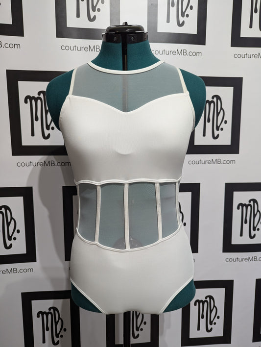 White MB 26 (adult small) corset style leotard