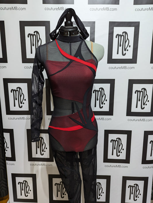 Black and Red MB 26 (adult small) unitard with leotard