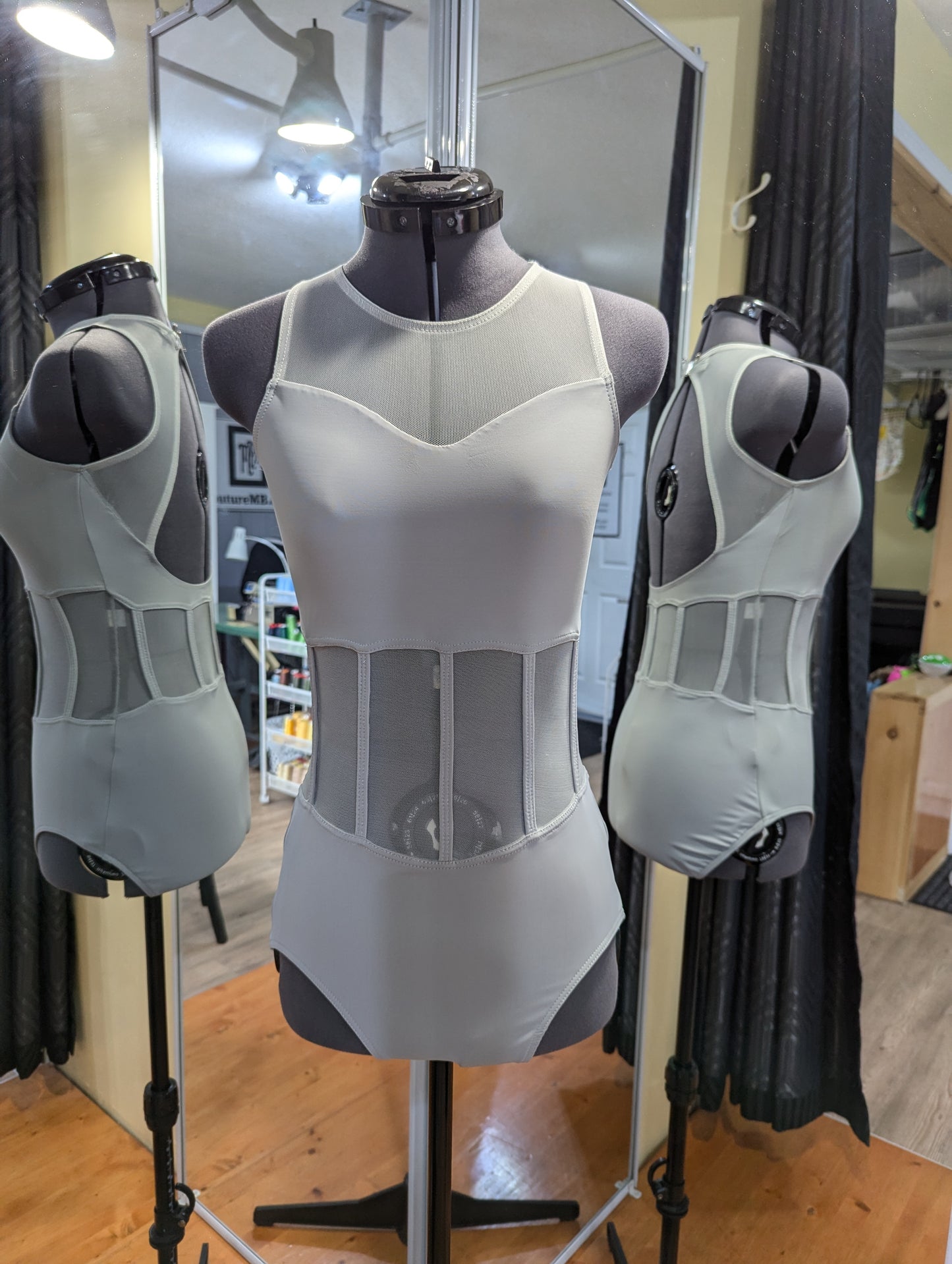 Grey Gray Silver MB 26 (adult small) corset leotard