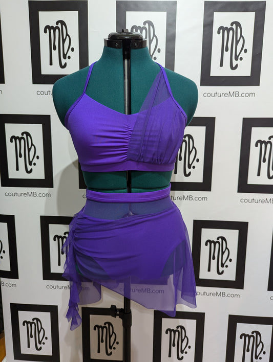 Purple 2 two piece MB 28-30 (adult medium) mesh overlay, skirt