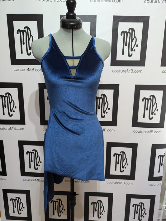 Blue navy MB 26 (adult small) velvet dress with attached leo & slit